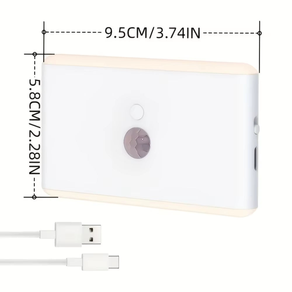 1Pc USB Rechargeable LED Motion Sensor Light - Thin, Wall-Mounted, RGB Night Lighting for Corridors, Storage, Closets, Kitchens,