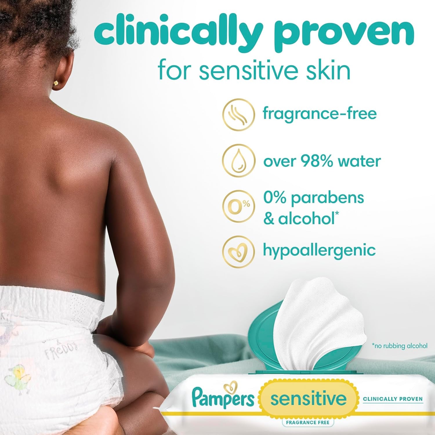 Sensitive Baby Wipes, Water Based, Hypoallergenic and Unscented, 8 Flip-Top Packs, 4 Refill Packs (1008 Wipes Total)