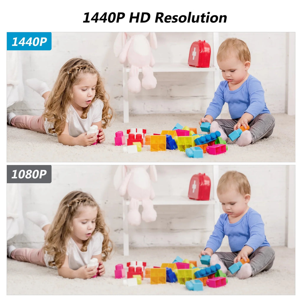 Wifi Indoor Security Camera, 360° Ptz 1440P Smart Security Camera for Home Baby Pet, IR Night Vision, Motion Detection, Two-Way Audio, Compatible with Alexa