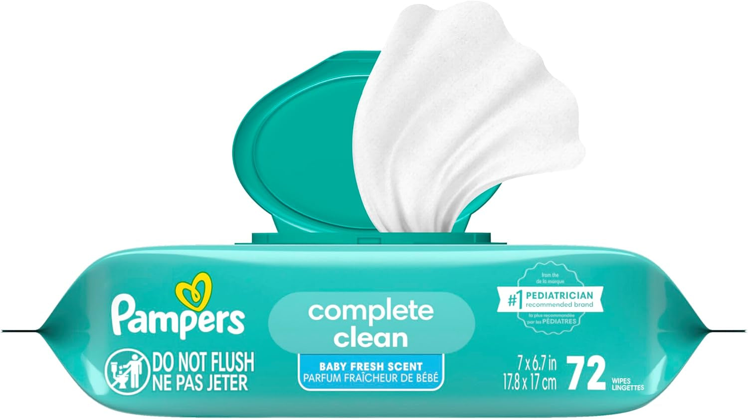 Baby Wipes, Complete Clean Baby Fresh Scented Wipe, Gently Cleans Head to Toe, 72 Total (1 Flip-Top Packs)