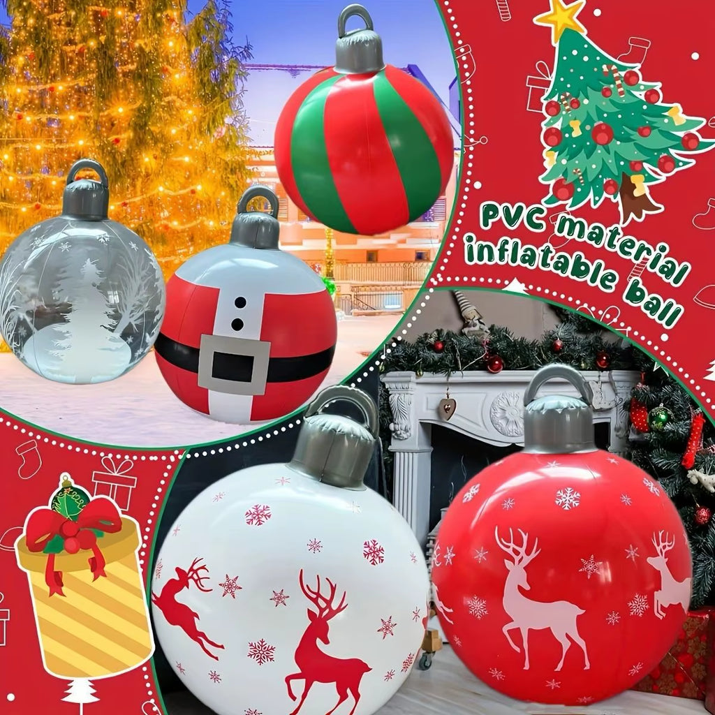Outdoor Christmas Decoration Ball, PVC Inflatable Christmas Balloon, Christmas Party Atmosphere Balls, Santa Claus Elk Balloons