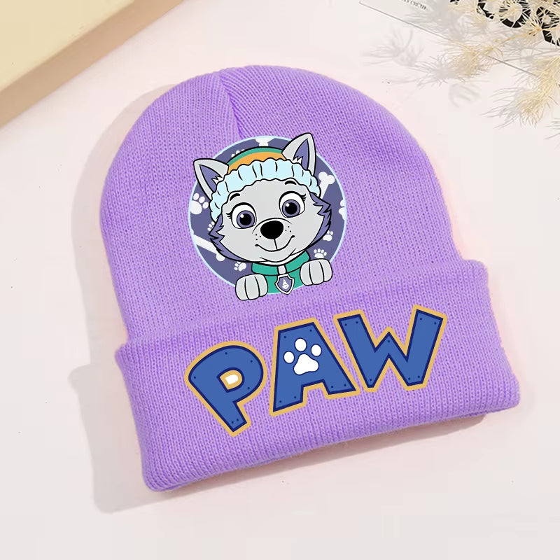 Paw Patrol Knitted Hat Kawaii Cartoon Character Printed Beanie Boys Girls Warm Hat Winter Baby Accessories Kids Gift