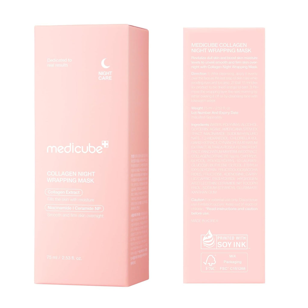 Collagen Overnight Wrapping Peel off Facial Mask Pack - Elasticity & Hydration Care, Reduces Sagging & Dullness - Hydrolyzed Collagen for Glowing Skin - Korean Skin Care, 2.53 Fl.Oz