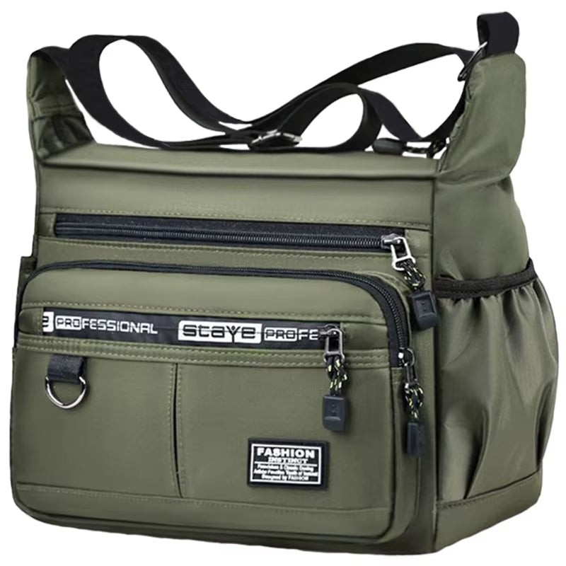 Men'S Cross-Body Bag with Multi-Layered Pockets, Adjustable Shoulder Strap.