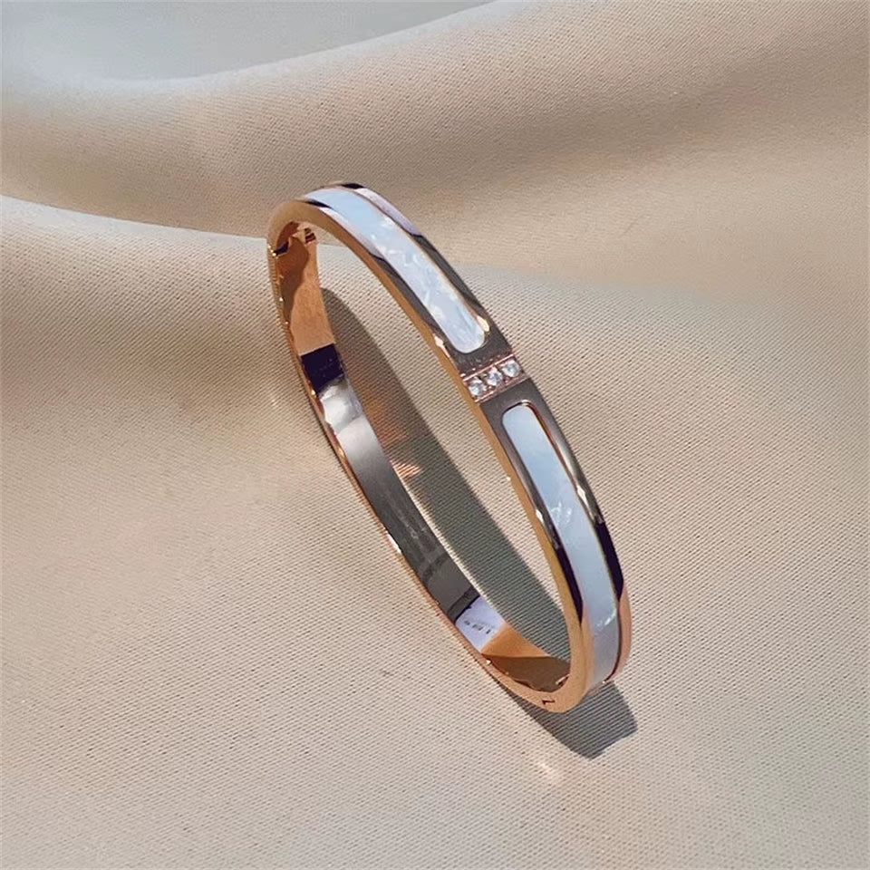 5/1Pcs Sparkling Zirconia Inlaid Stainless Steel Bracelet Set for Women Stackable Bangles Fashion Non Fading Jewelry Gift