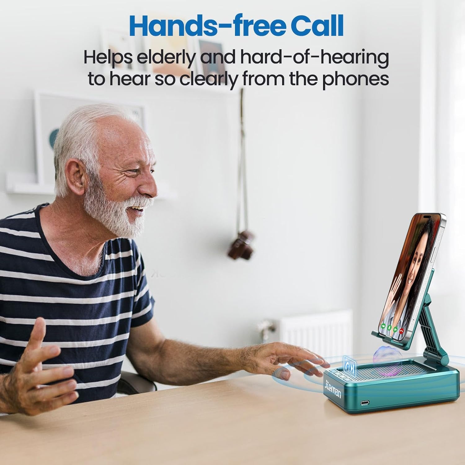 Cell Phone Stand with Wireless Bluetooth Speakers,Angle Adjustable Strong Pedestal Phone Stand for Desk,Hd Sound and Bass Bluetooth Speaker Compatible with All Mobile Phones(Green)