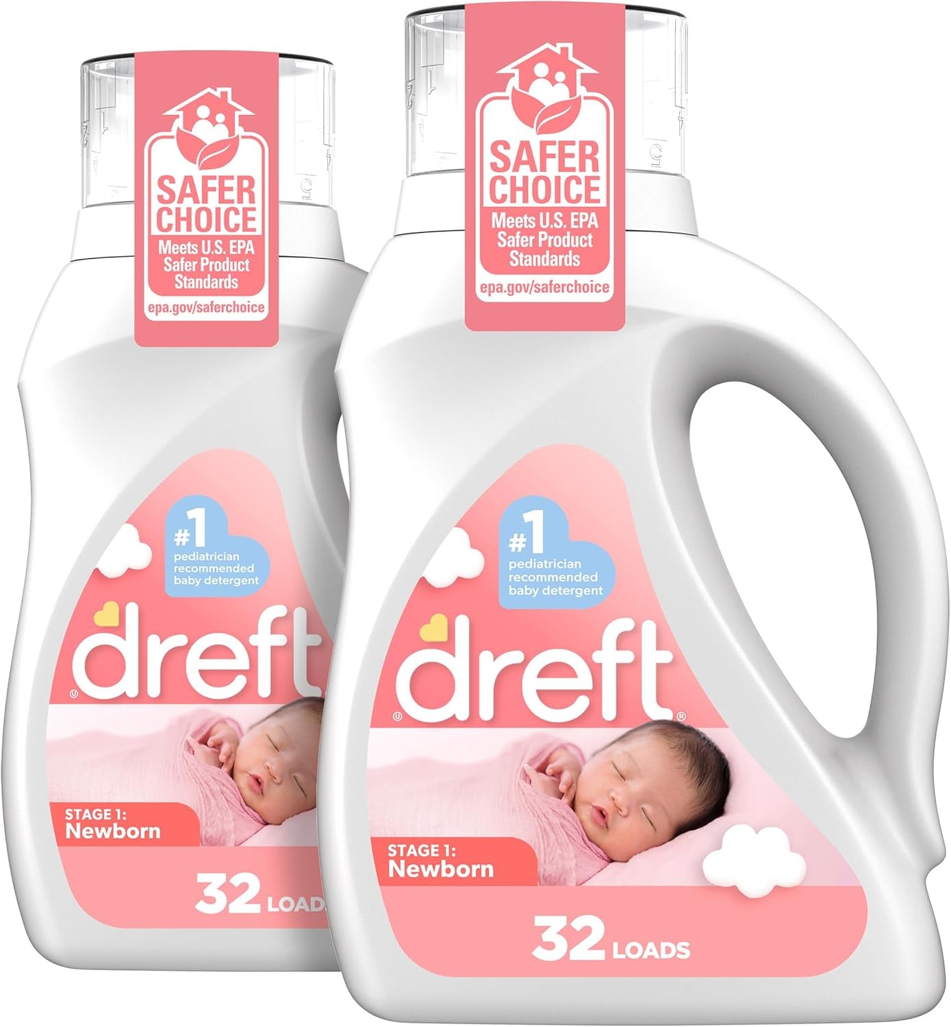 Newborn Baby Liquid Laundry Detergent, Gentle on Sensitive Skin, HE Compatible, 2 Pack, 32 Loads Each, Baby Laundry Detergent, Newborn Essentials
