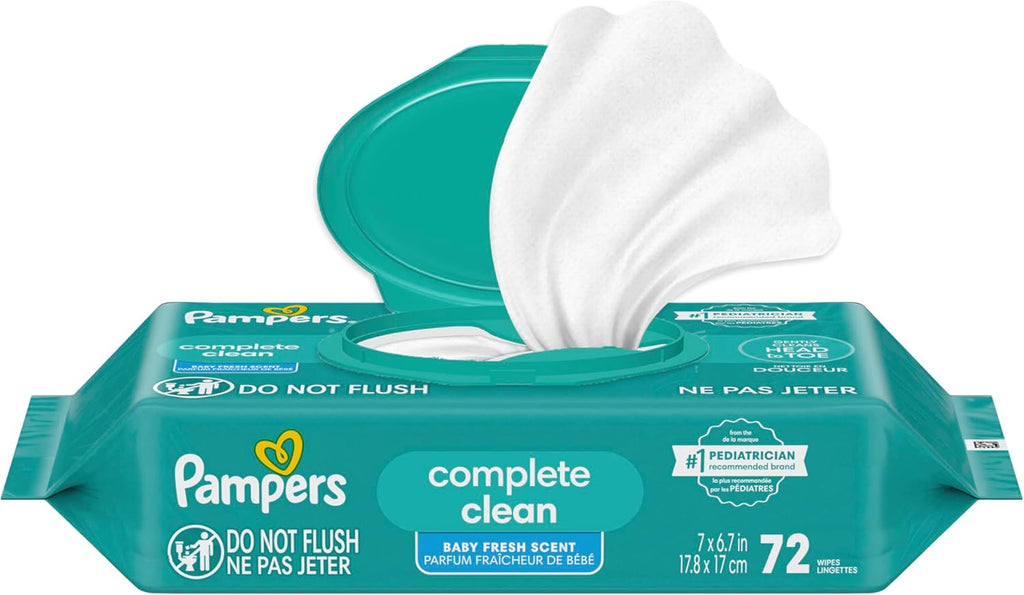 Baby Wipes, Complete Clean Baby Fresh Scented Wipe, Gently Cleans Head to Toe, 72 Total (1 Flip-Top Packs)