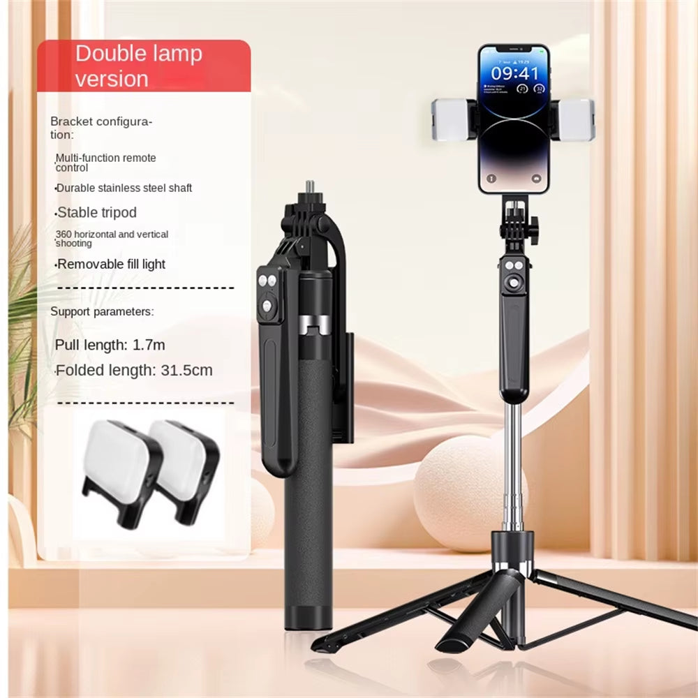 Portable Camera Tripod with Wireless Remote Control and 360 ° Rotation for Phone Video Recording and Live Streaming