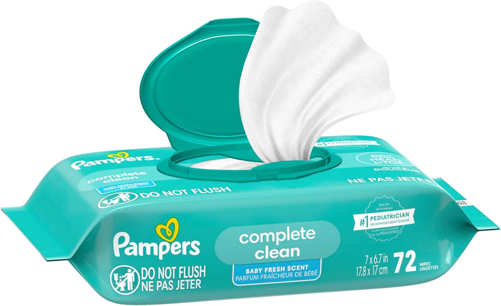Baby Wipes, Complete Clean Baby Fresh Scented Wipe, Gently Cleans Head to Toe, 72 Total (1 Flip-Top Packs)
