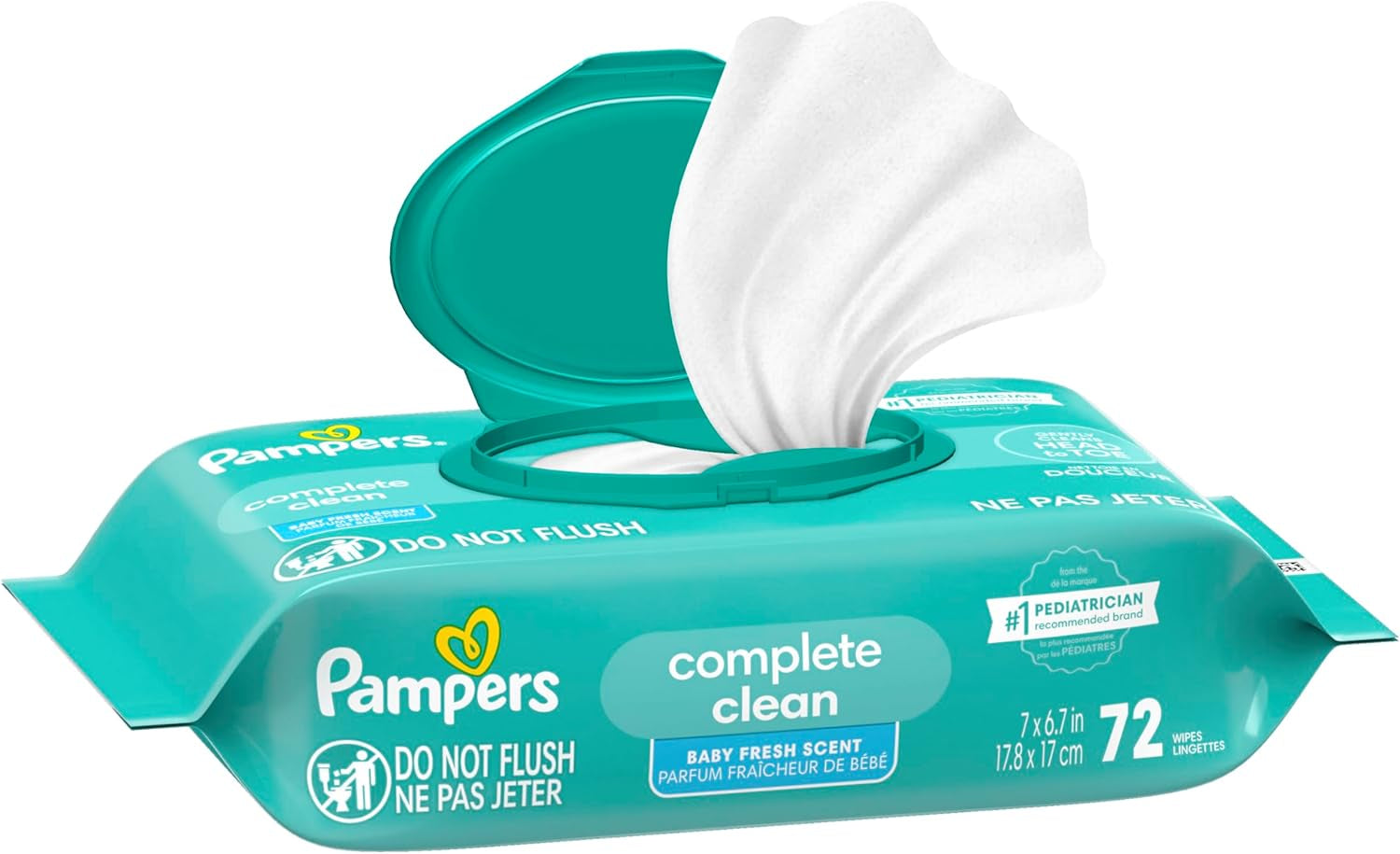 Baby Wipes, Complete Clean Baby Fresh Scented Wipe, Gently Cleans Head to Toe, 72 Total (1 Flip-Top Packs)