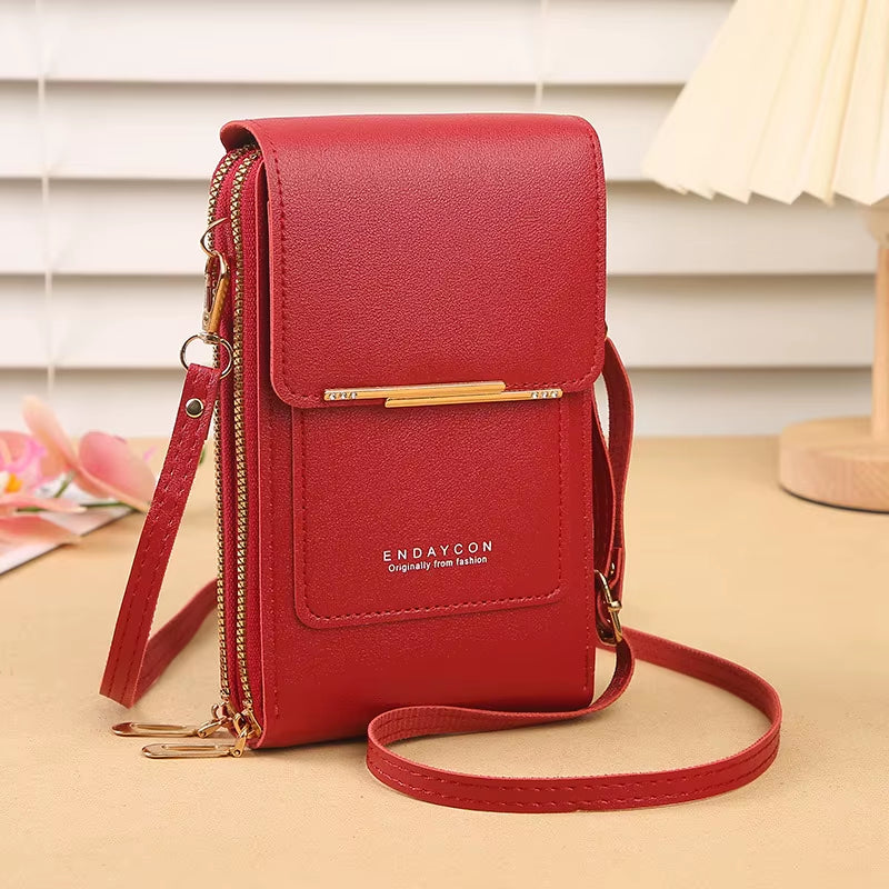 Crazy Bag Fashion Touch Screen Lock Cell Phone Bag Women'S Mobile Phone Card Holder Crossbody Shoulder Bag