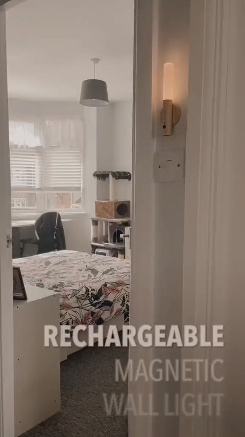 Rechargeable Wall Sconces Magnetic Wall Lightsnight Light Motion Sensor Night Lights Wooden Wall Lighting for Bedroom Stair