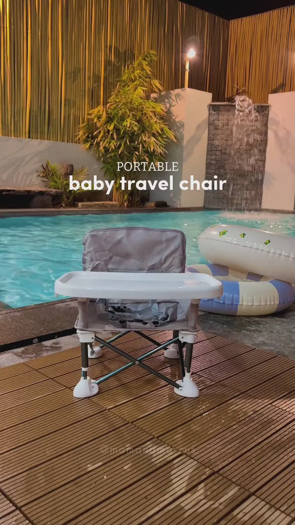 Baby Foldable Portable Dining Chair with Plate Seat Belt Children'S Beach Chair Camping Child Comfortable Feeding Seat Baby