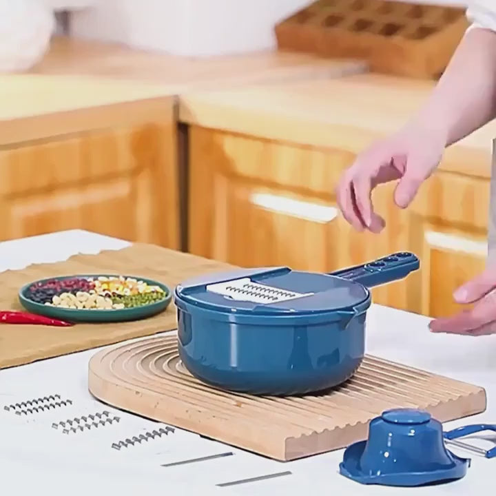 9-in-1 Vegetable Chopper & Mandoline Slicer, Multifunctional Food Dicer with Container, Grater & Julienne Blades - Pro Kitchen Gadget for Onion, Potato, Salad & More