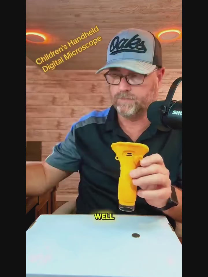 Children'S Digital Microscope with High-Definition Display Screen, 1000X Magnification, LED Light, Camera, and Video Yellow